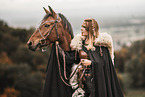 Viking woman and German Riding Pony