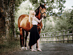 woman with german riding pony