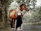 woman with german riding pony