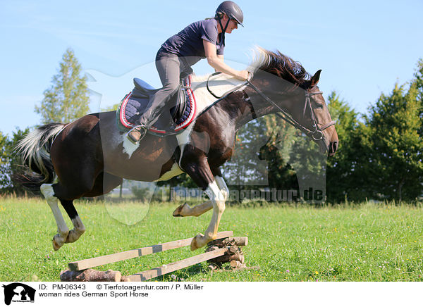 Frau reitet Deutsches Sportpferd / woman rides German Sport Horse / PM-06343