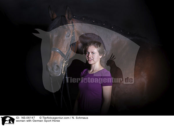 Frau mit Deutschem Sportpferd / woman with German Sport Horse / NS-06147