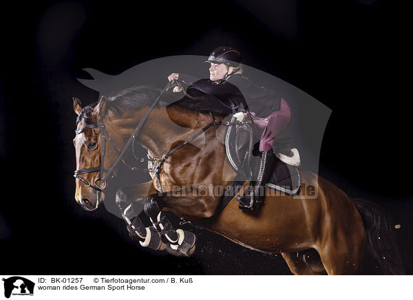 Frau reitet Deutsches Sportpferd / woman rides German Sport Horse / BK-01257