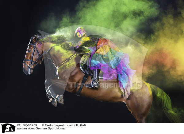 woman rides German Sport Horse / BK-01259