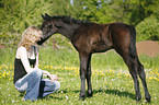 young woman with foal