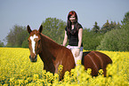 woman rides warmblood