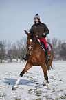 woman rides warmblood