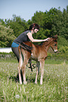 woman with foal