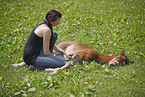 woman with foal