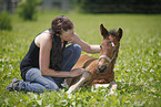 woman with foal