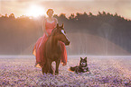 woman, dog and German Sport Horse