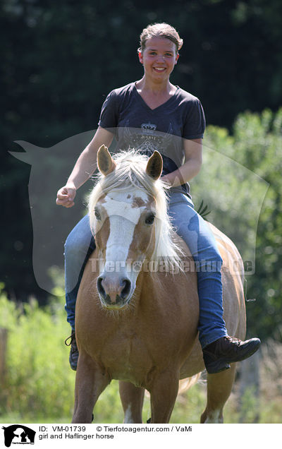 Mdchen und Haflinger / girl and Haflinger horse / VM-01739