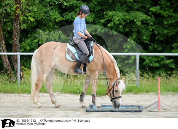 Frau reitet Haflinger / woman rides Haflinger / NS-04512