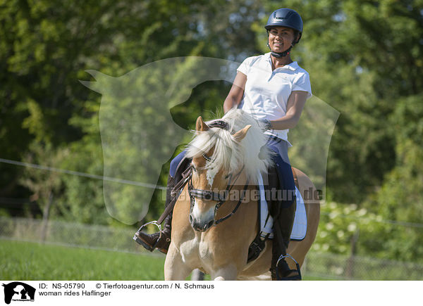 Frau reitet Haflinger / woman rides Haflinger / NS-05790