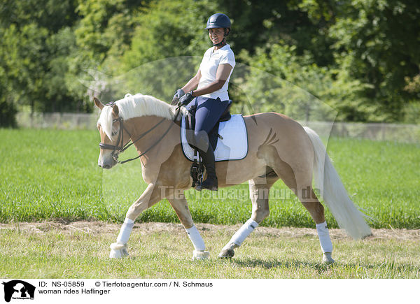 Frau reitet Haflinger / woman rides Haflinger / NS-05859