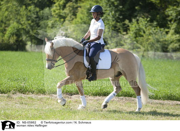 Frau reitet Haflinger / woman rides Haflinger / NS-05862