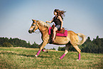 woman rides Haflinger