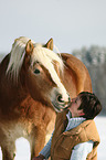 woman and Haflinger horse