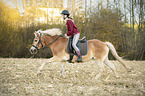 woman rides Haflinger