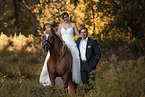 bridal couple with Haflinger horse