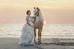 woman and Haflinger horse