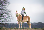 woman and Haflinger horse