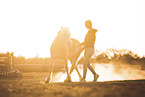 woman and Haflinger horse