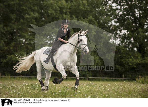 woman rides Hanoverian / AP-11670