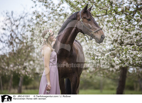 Hannoveraner mit Frau / Hanoverian Horse with woman / JRO-01091