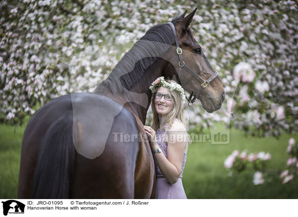 Hannoveraner mit Frau / Hanoverian Horse with woman / JRO-01095