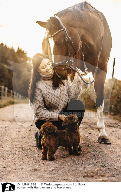 woman with Hanoverian and Havanese / LR-01228