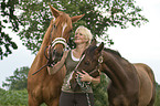 woman with 2 horses