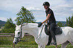 woman rides Hanoverian Horse