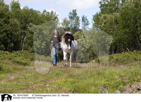 Frau und Islnder / woman and Icelandic horse / EH-01645