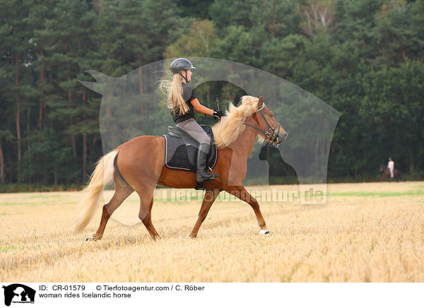 Frau reitet Islnder / woman rides Icelandic horse / CR-01579