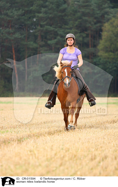 Frau reitet Islnder / woman rides Icelandic horse / CR-01594