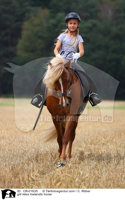 Mdchen reitet Islnder / girl rides Icelandic horse / CR-01635