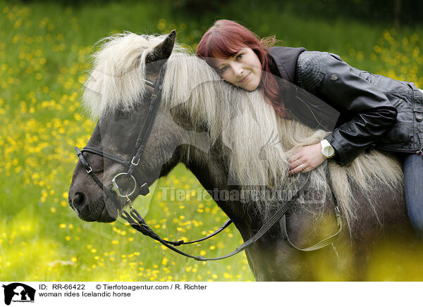 Frau reitet Islnder / woman rides Icelandic horse / RR-66422