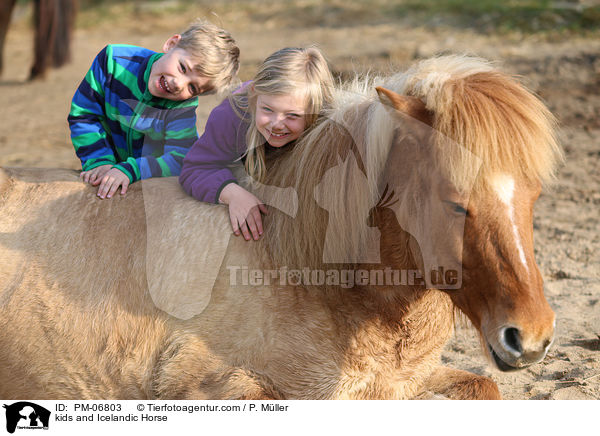 Kinder und Islnder / kids and Icelandic Horse / PM-06803