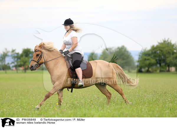 Frau reitet Islnder / woman rides Icelandic Horse / PM-06848