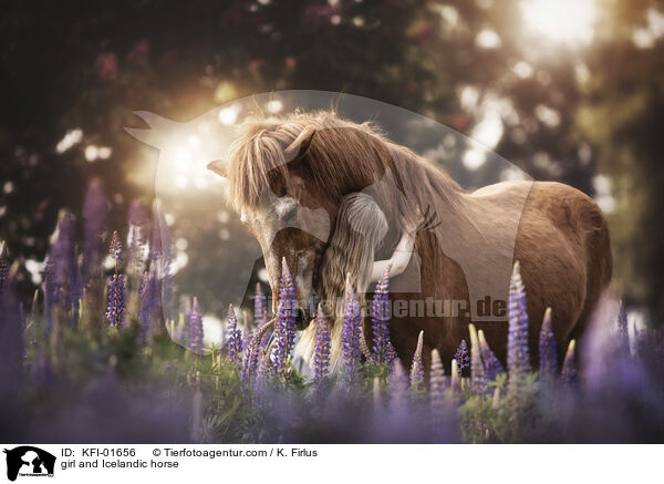 Mdchen und Islnder / girl and Icelandic horse / KFI-01656