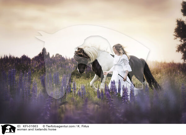 Frau und Islnder / woman and Icelandic horse / KFI-01663