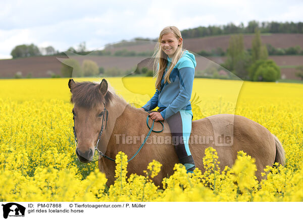 Mdchen reitet Islnder / girl rides Icelandic horse / PM-07868