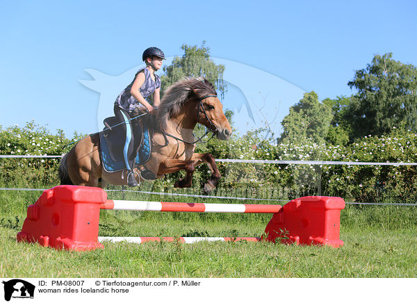 Frau reitet Islnder / woman rides Icelandic horse / PM-08007