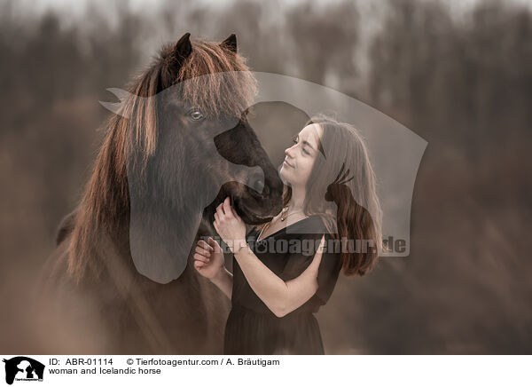 Frau und Islnder / woman and Icelandic horse / ABR-01114