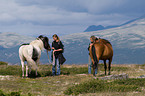 woman and horses