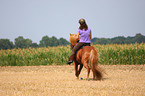 woman rides Icelandic horse