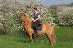 woman rides Icelandic horse