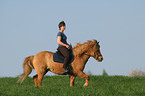 woman rides Icelandic horse