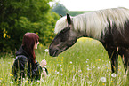 woman and Icelandic horse