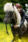 woman rides Icelandic horse